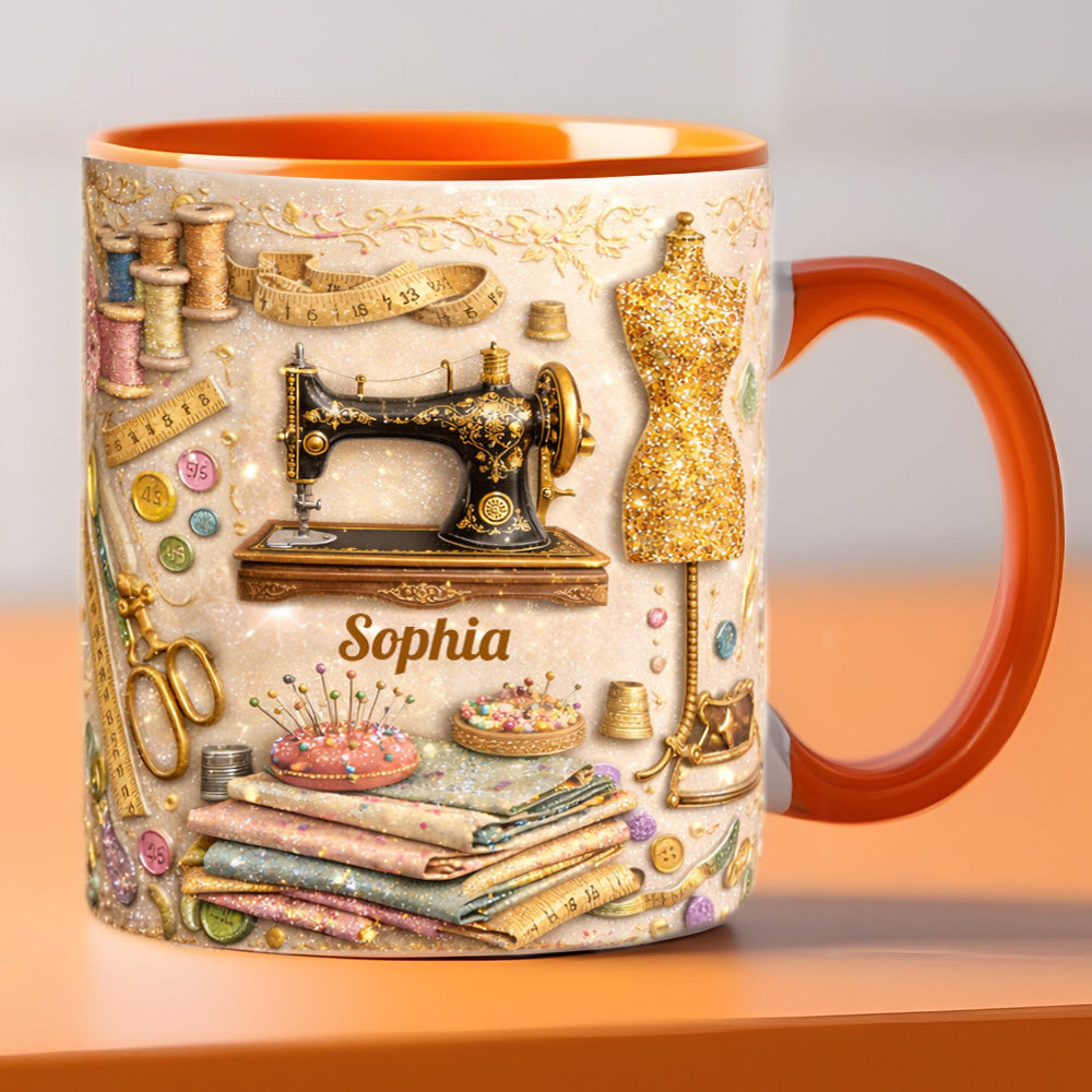 Custom Vintage Dressmaker - Personalized Sewing Accent Mug-Myprintsy