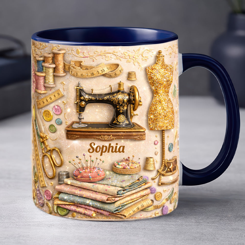Custom Vintage Dressmaker - Personalized Sewing Accent Mug-Myprintsy