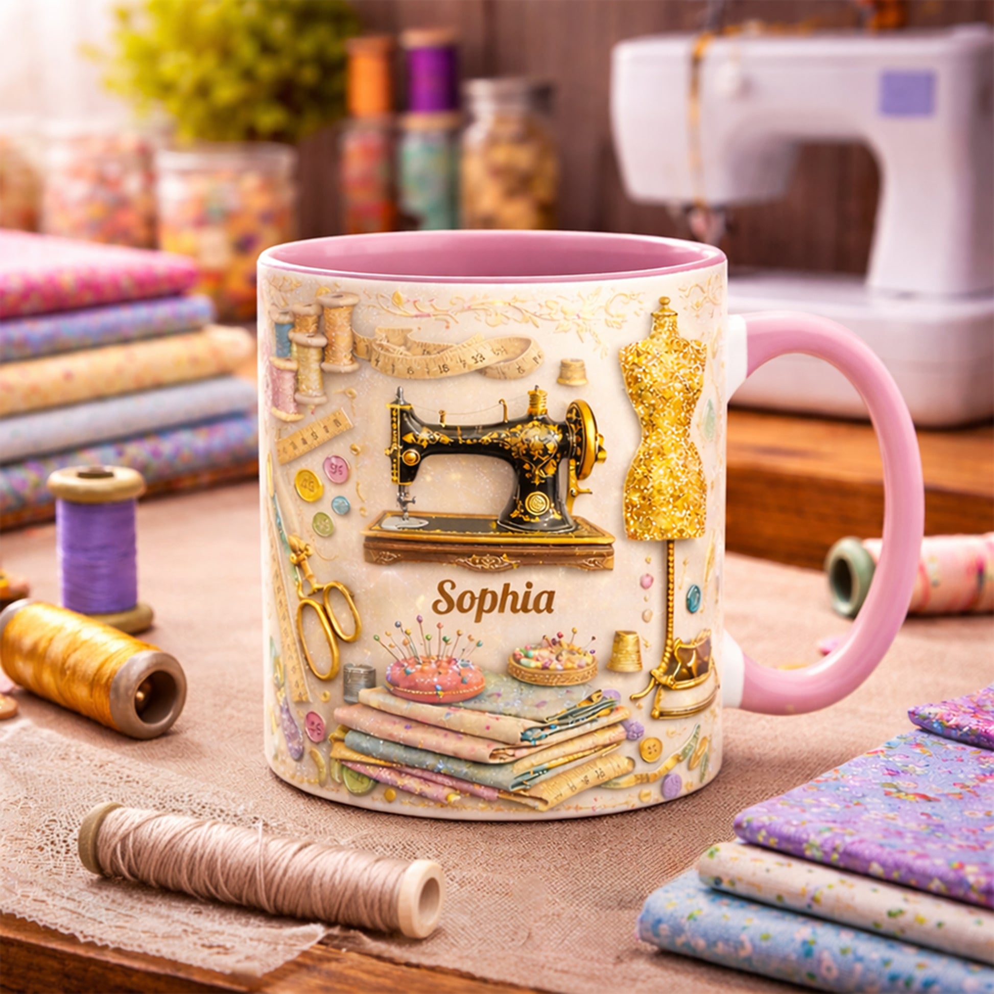 Custom Vintage Dressmaker - Personalized Sewing Accent Mug-Myprintsy