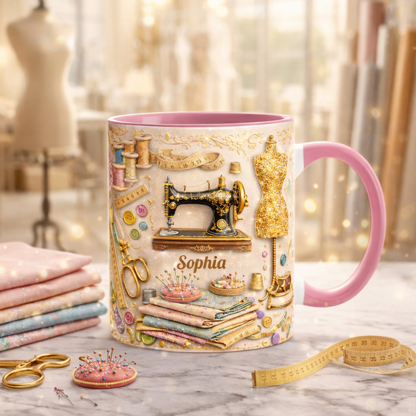 Custom Vintage Dressmaker - Personalized Sewing Accent Mug-Myprintsy
