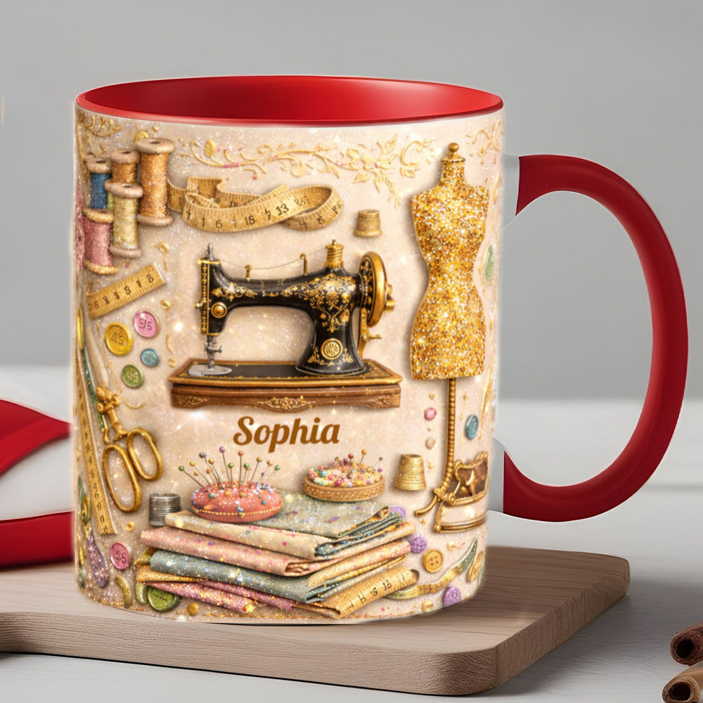 Custom Vintage Dressmaker - Personalized Sewing Accent Mug-Myprintsy