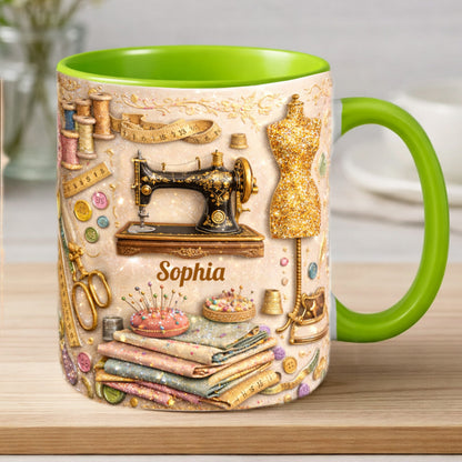 Custom Vintage Dressmaker - Personalized Sewing Accent Mug-Myprintsy
