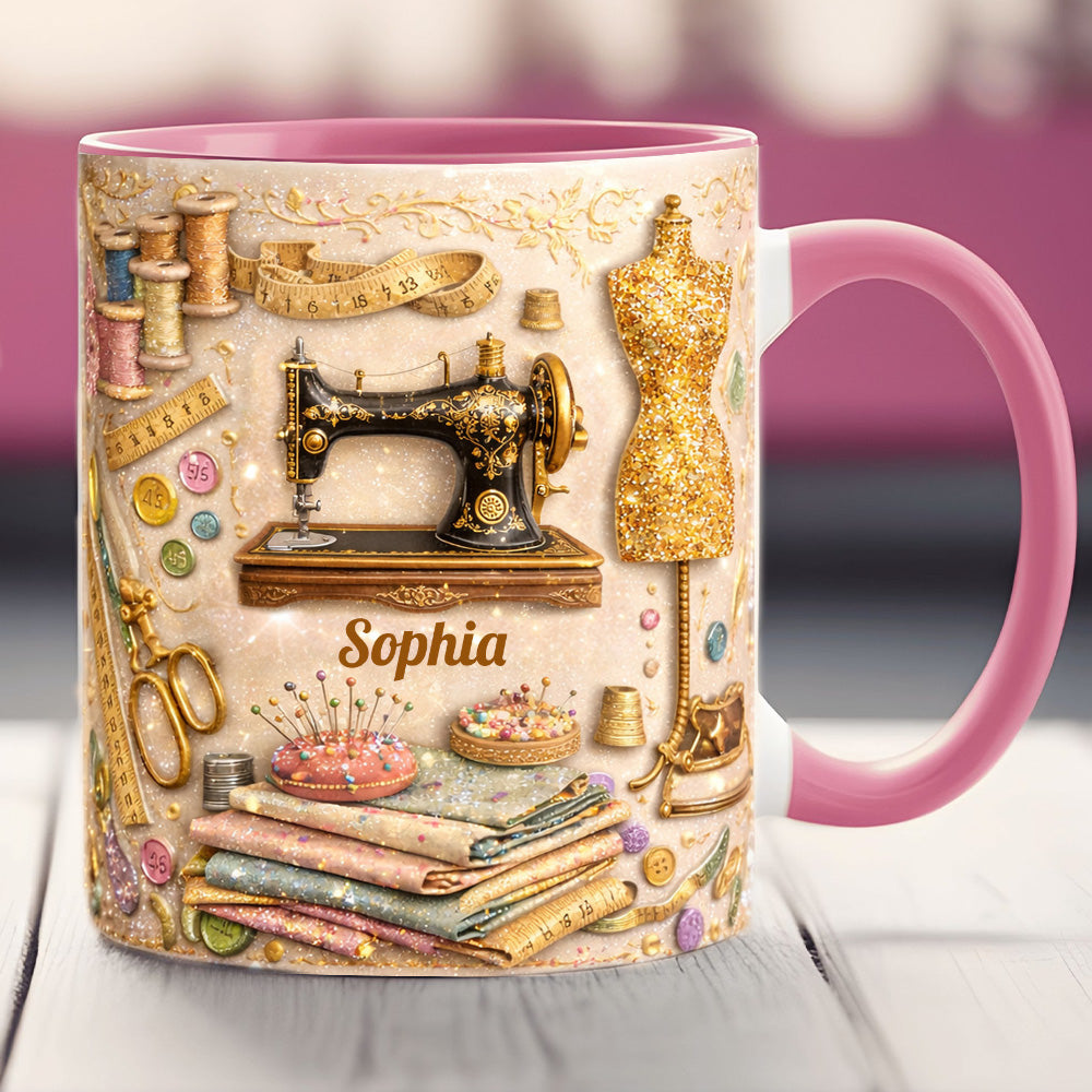 Custom Vintage Dressmaker - Personalized Sewing Accent Mug-Myprintsy