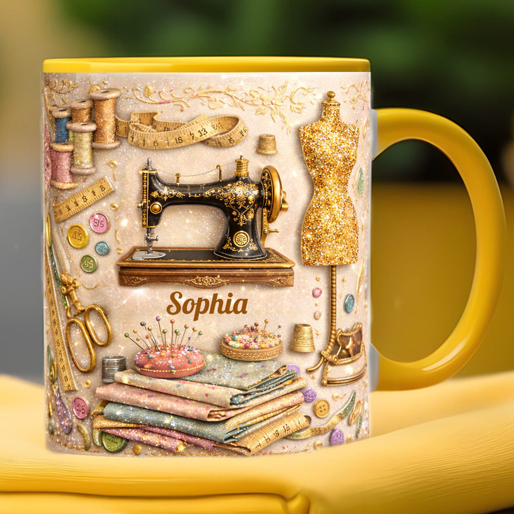 Custom Vintage Dressmaker - Personalized Sewing Accent Mug-Myprintsy