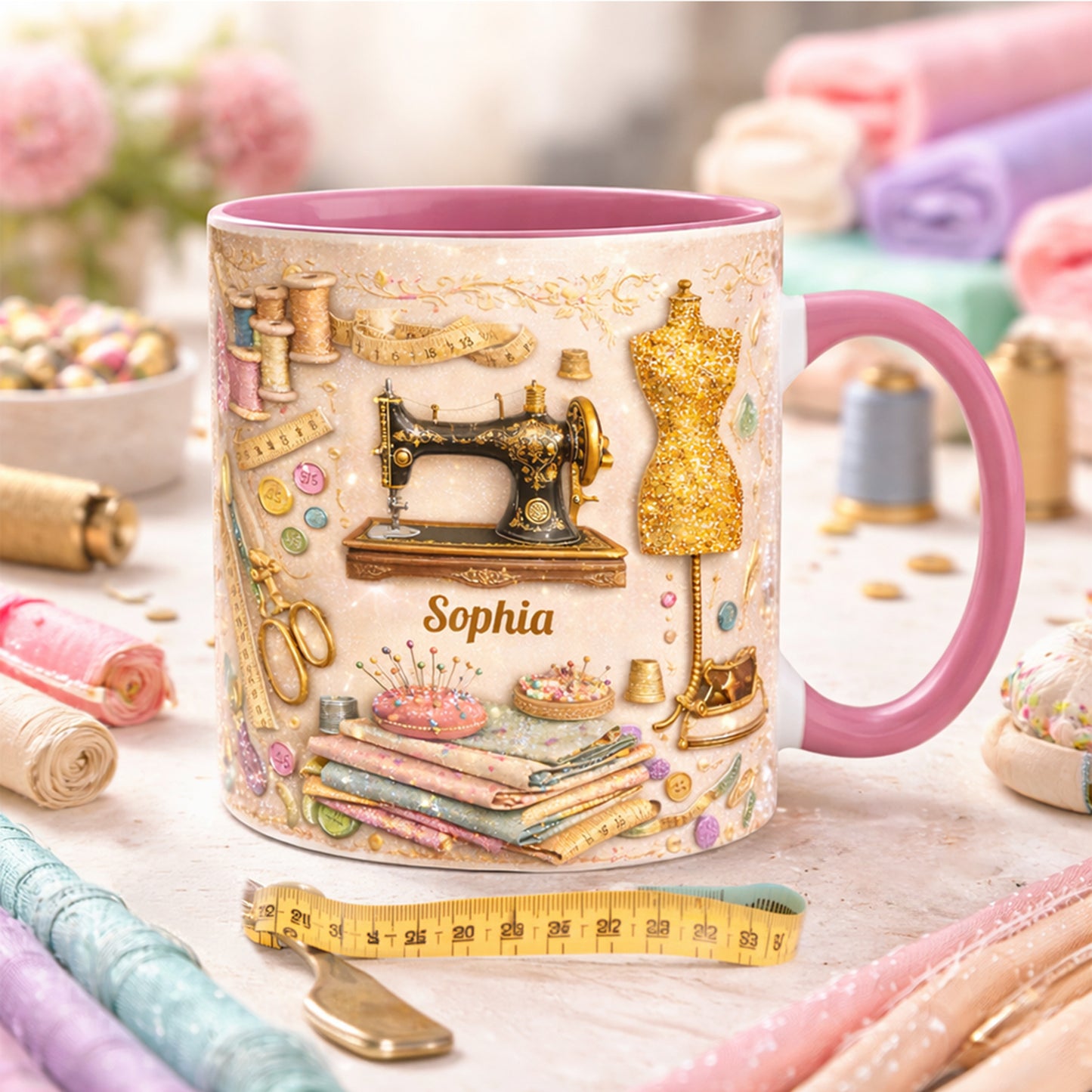 Custom Vintage Dressmaker - Personalized Sewing Accent Mug-Myprintsy