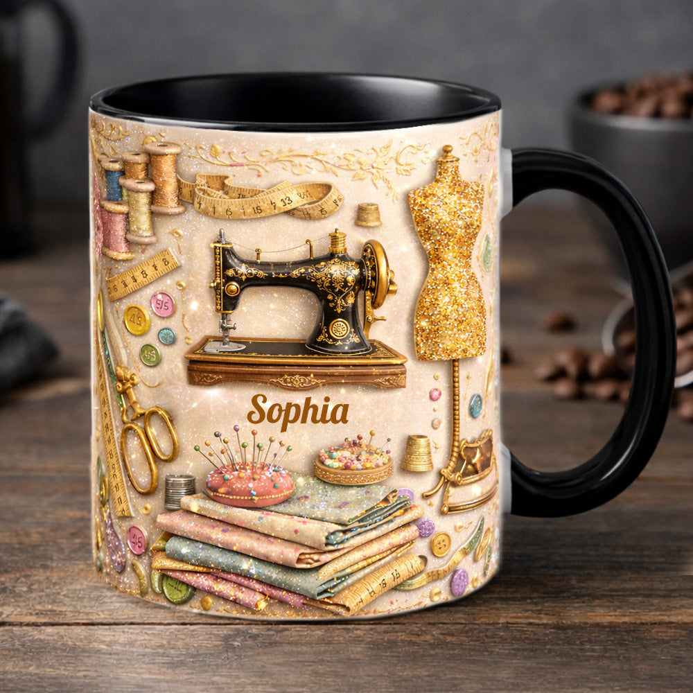 Custom Vintage Dressmaker - Personalized Sewing Accent Mug-Myprintsy