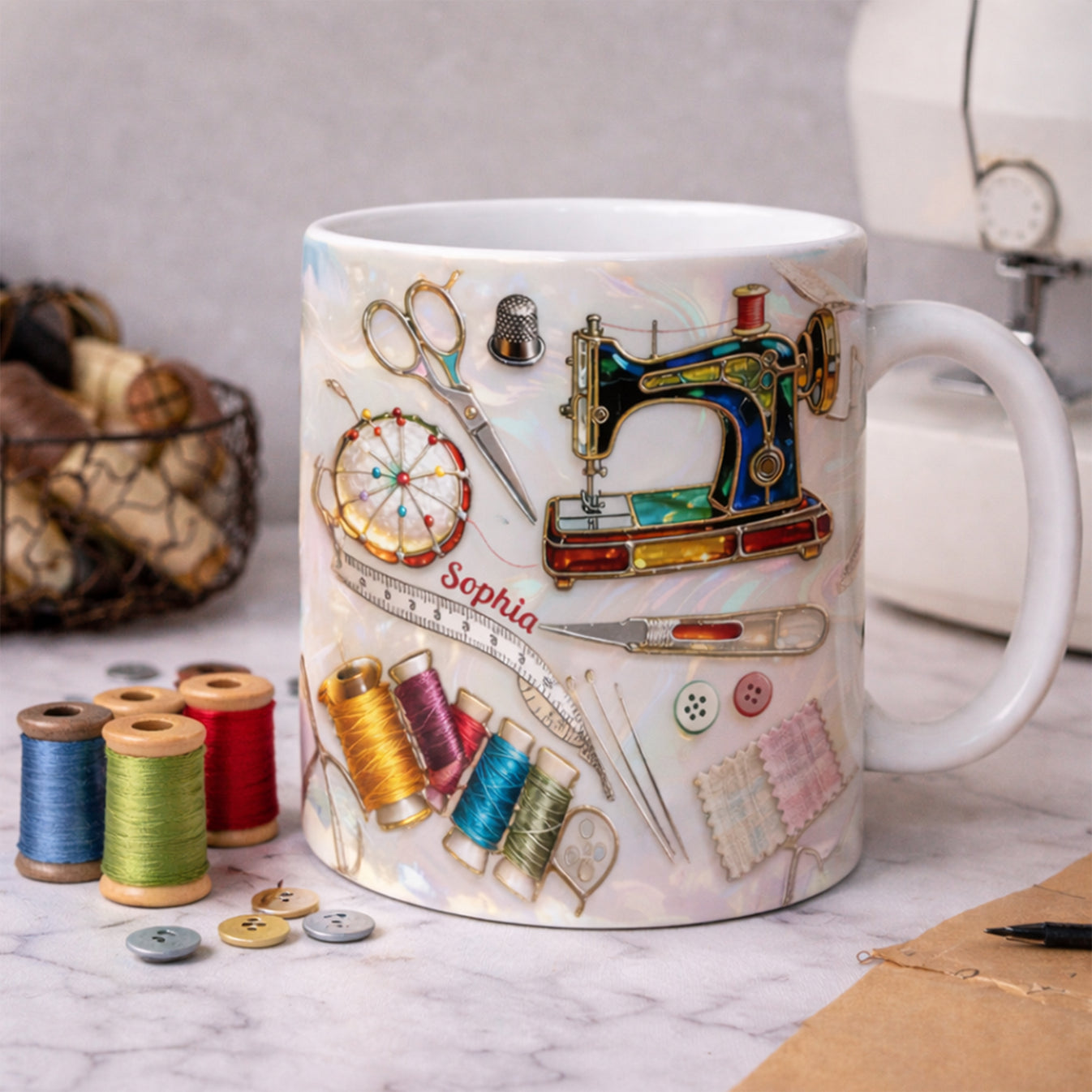 Custom Vintage Sewing Machine Coffee Cup, Gifts for Seamstresses & Crafters - Personalized Sewing Mug-Myprintsy