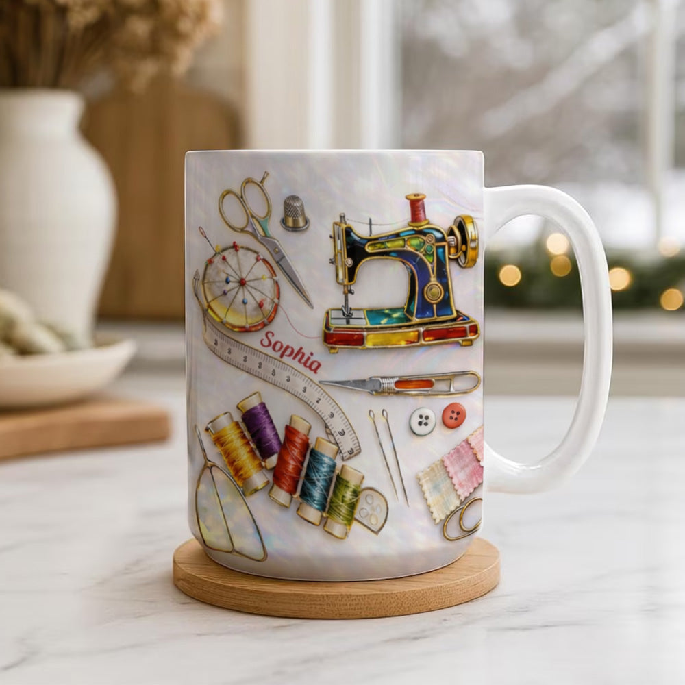 Custom Vintage Sewing Machine Coffee Cup, Gifts for Seamstresses & Crafters - Personalized Sewing Mug-Myprintsy
