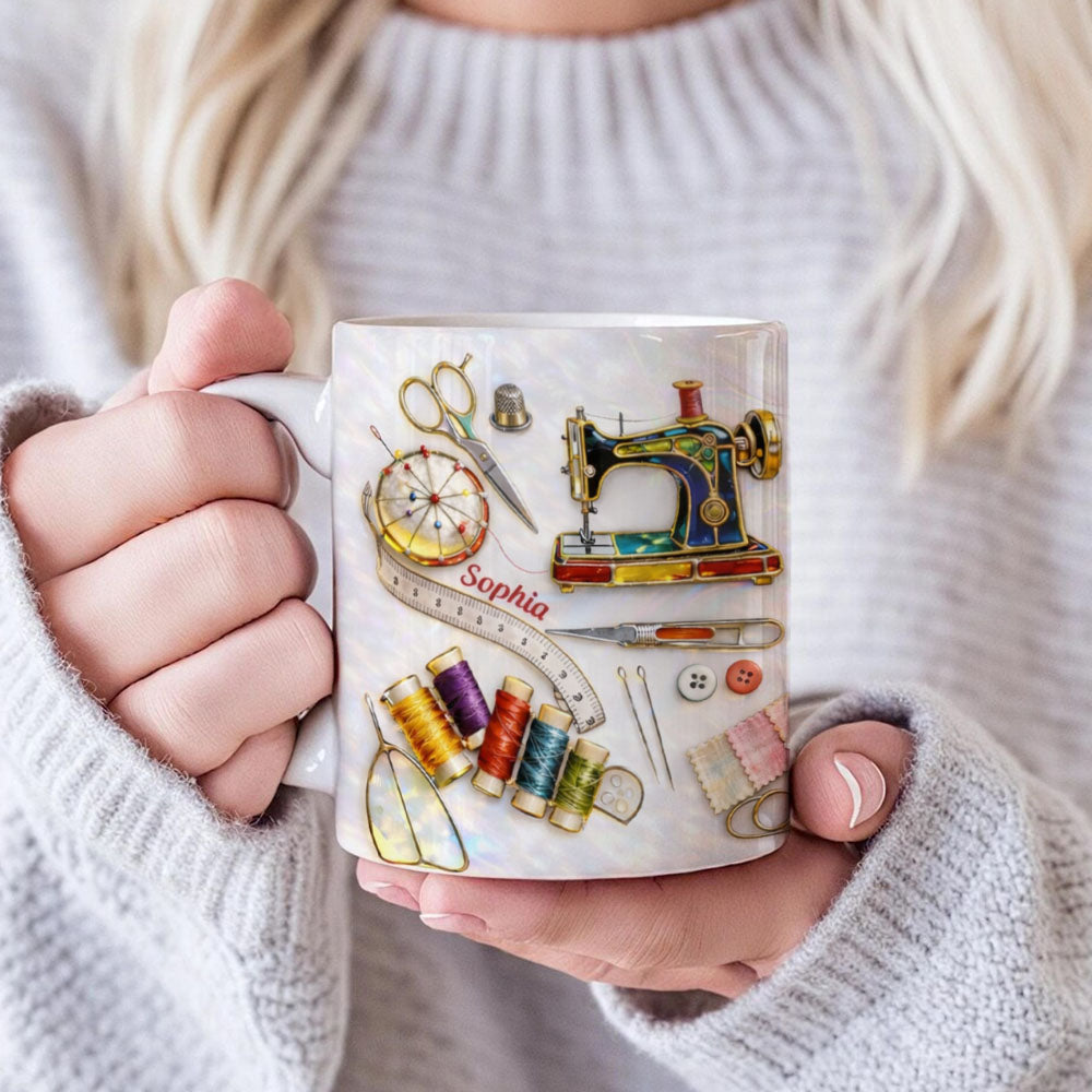 Custom Vintage Sewing Machine Coffee Cup, Gifts for Seamstresses & Crafters - Personalized Sewing Mug-Myprintsy