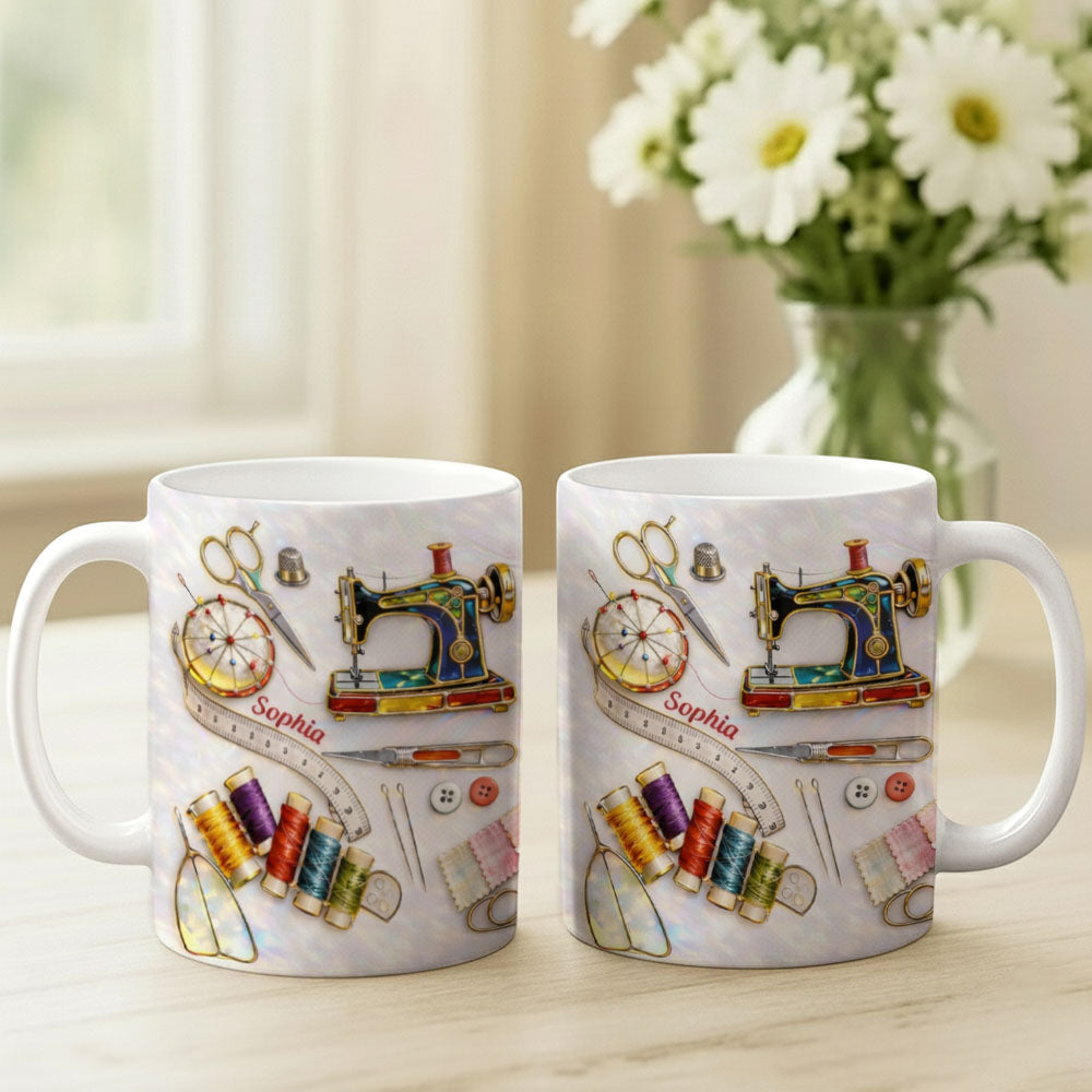 Custom Vintage Sewing Machine Coffee Cup, Gifts for Seamstresses & Crafters - Personalized Sewing Mug-Myprintsy
