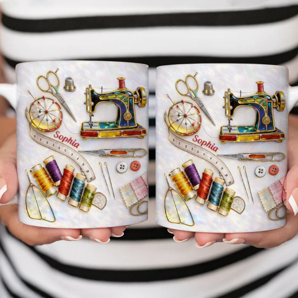 Custom Vintage Sewing Machine Coffee Cup, Gifts for Seamstresses & Crafters - Personalized Sewing Mug-Myprintsy