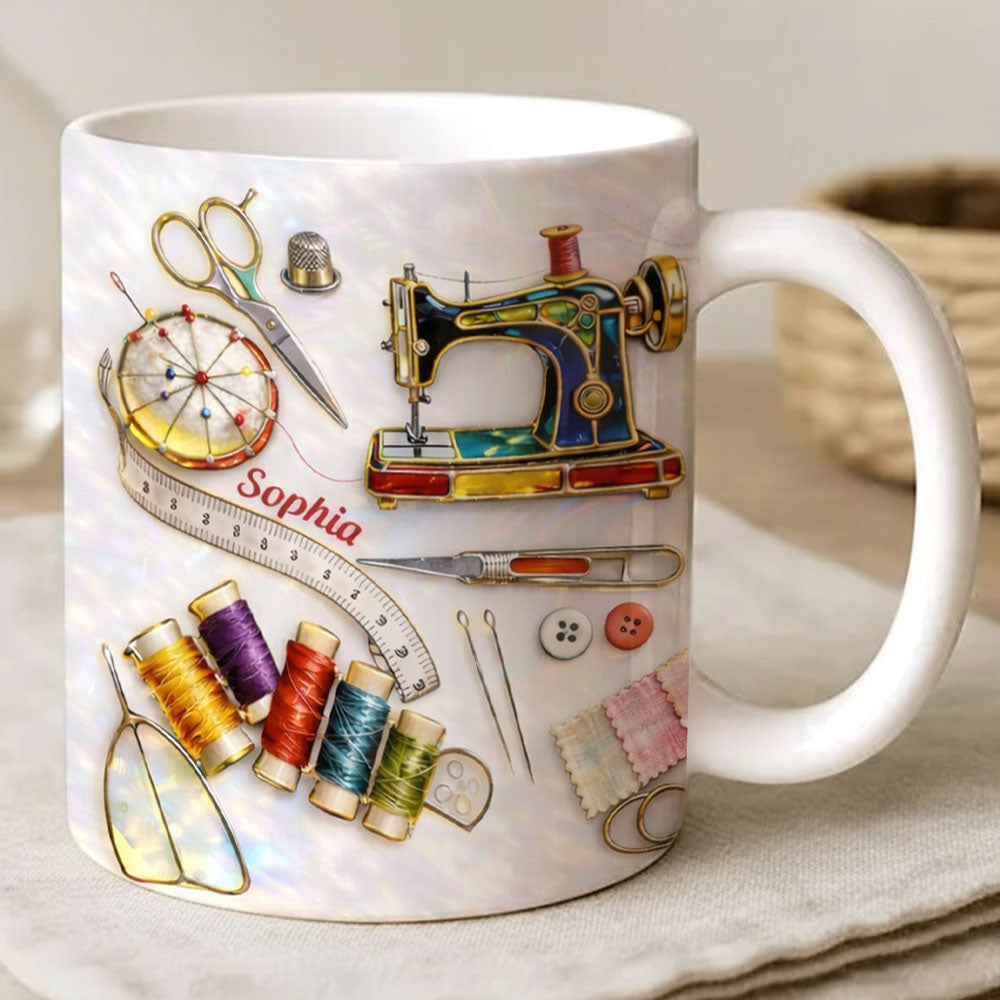 Custom Vintage Sewing Machine Coffee Cup, Gifts for Seamstresses & Crafters - Personalized Sewing Mug-Myprintsy