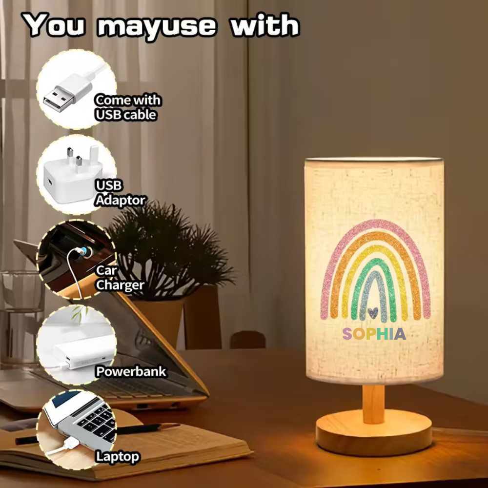 Cute Night Light for Nursery, Kids Room & Bedroom Decor - Personalized Fabric Lamp-Myprintsy