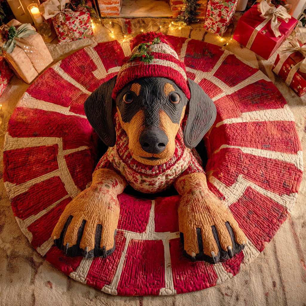 Dachshund Cheer Quilted Round Mat VTQ-Myprintsy