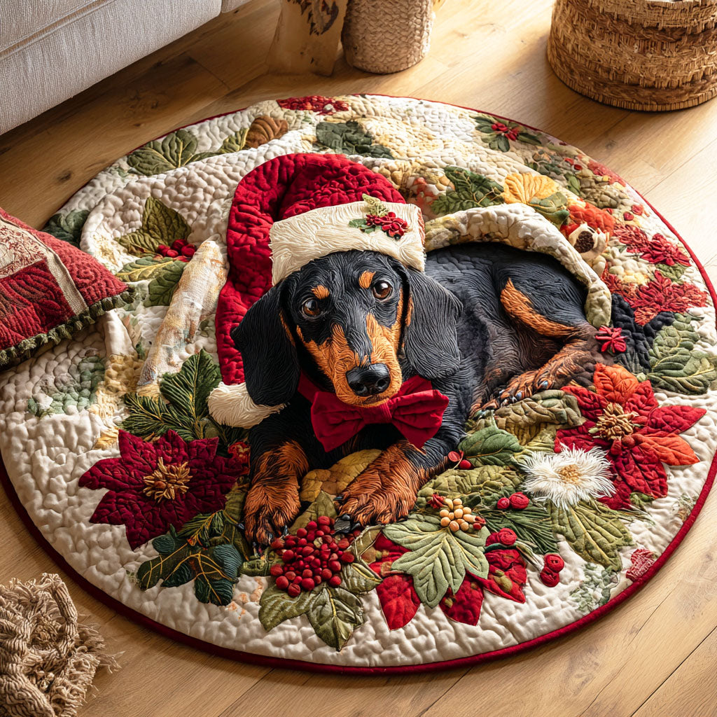 Dachshund Frost Quilted Round Mat VTQ-Myprintsy