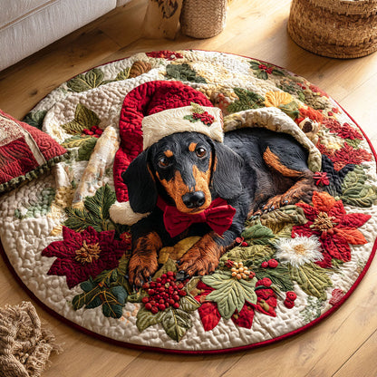 Dachshund Frost Quilted Round Mat VTQ-Myprintsy
