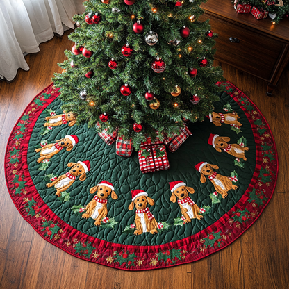 Dachshund Holiday Spirit Christmas Quilted Tree Skirt VTQ-Myprintsy