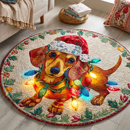 Dachshund Lights Quilted Round Mat VTQ-Myprintsy