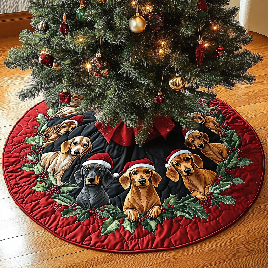 Dachshund Noel Christmas Quilted Tree Skirt VTQ-Myprintsy
