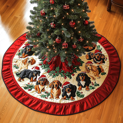 Dachshund Noel Night Christmas Quilted Tree Skirt VTQ-Myprintsy