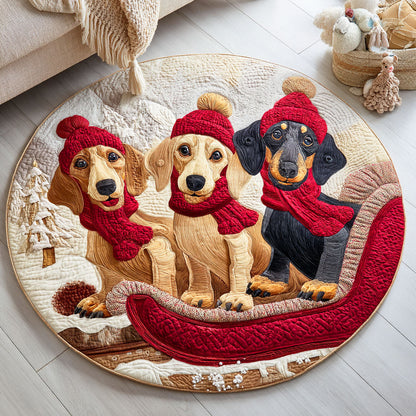 Dachshund Reindeer Quilted Round Mat VTQ-Myprintsy