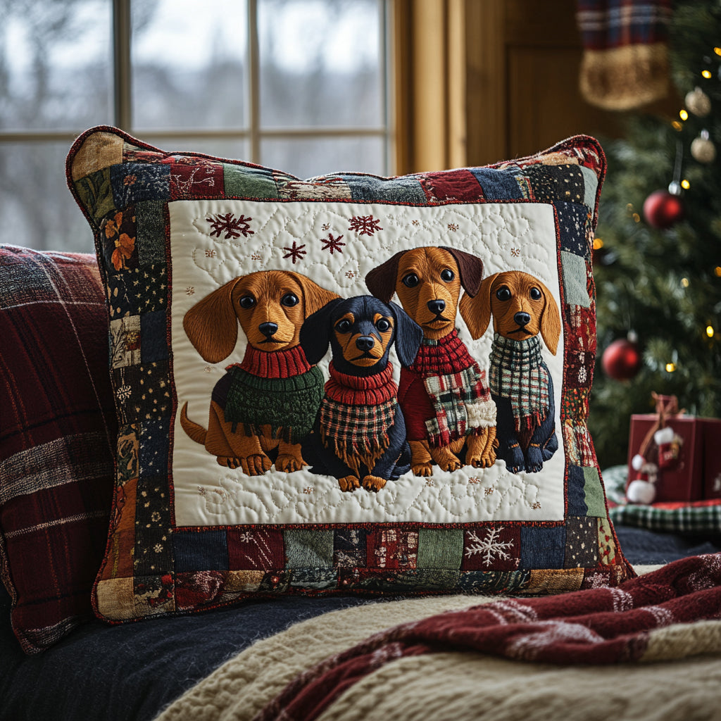Dachshund by the Fire Quilted Pillow Case VTQ-Myprintsy
