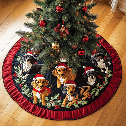 Dachshunds Gathering Christmas Quilted Tree Skirt VTQ-Myprintsy