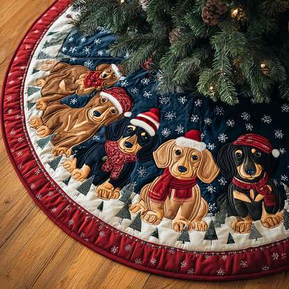 Dachshunds Spirit Christmas Quilted Tree Skirt VTQ-Myprintsy