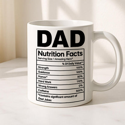 Dad Nutrition Facts Contains Dad Jokes- Personalized Coffee Mug - Gift For Dad-Myprintsy