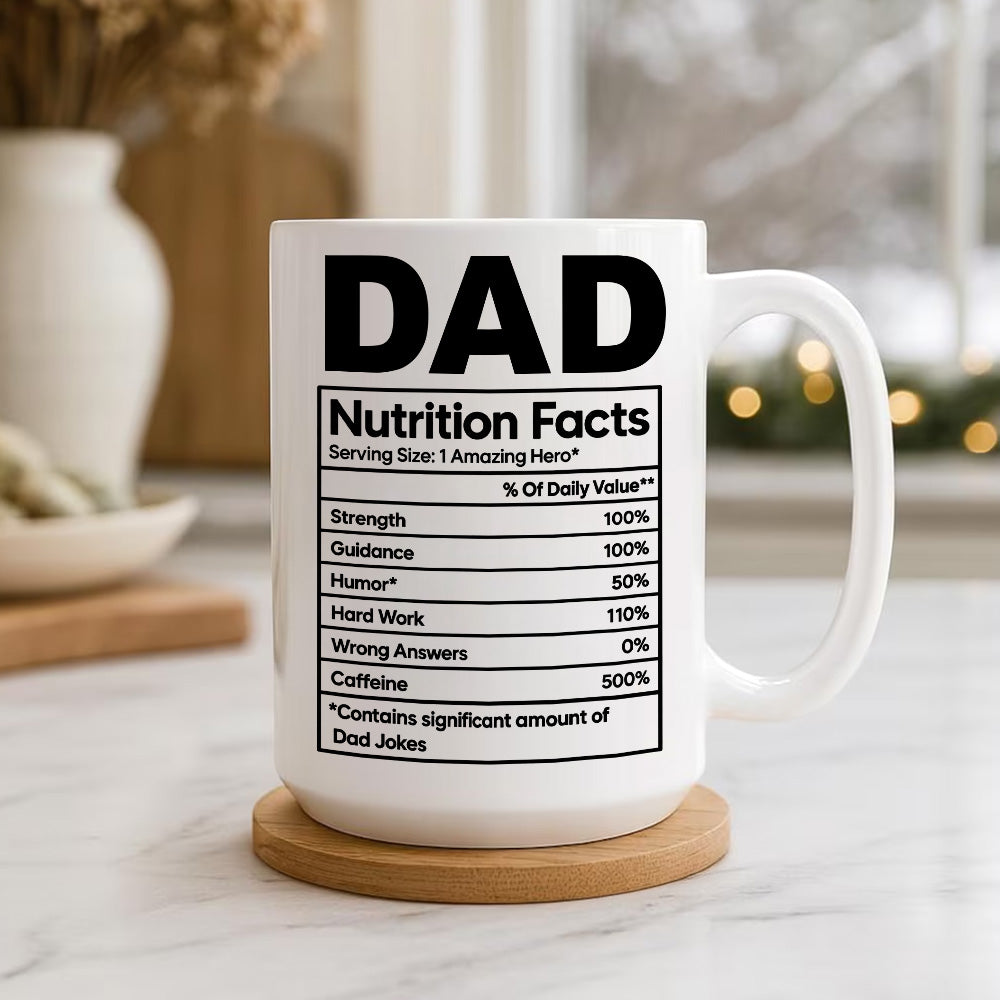 Dad Nutrition Facts Contains Dad Jokes- Personalized Coffee Mug - Gift For Dad-Myprintsy