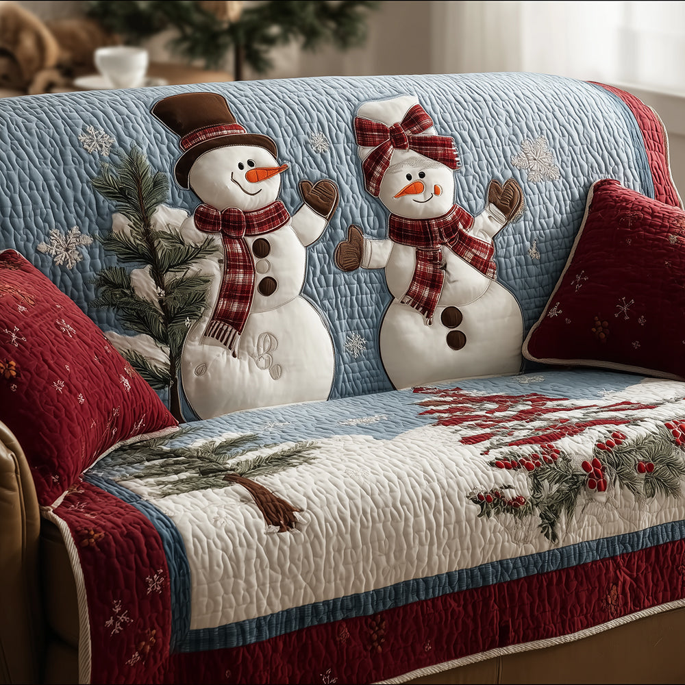 Dancing Snowmen Delight Quilted Sofa Cover VTQ-Myprintsy