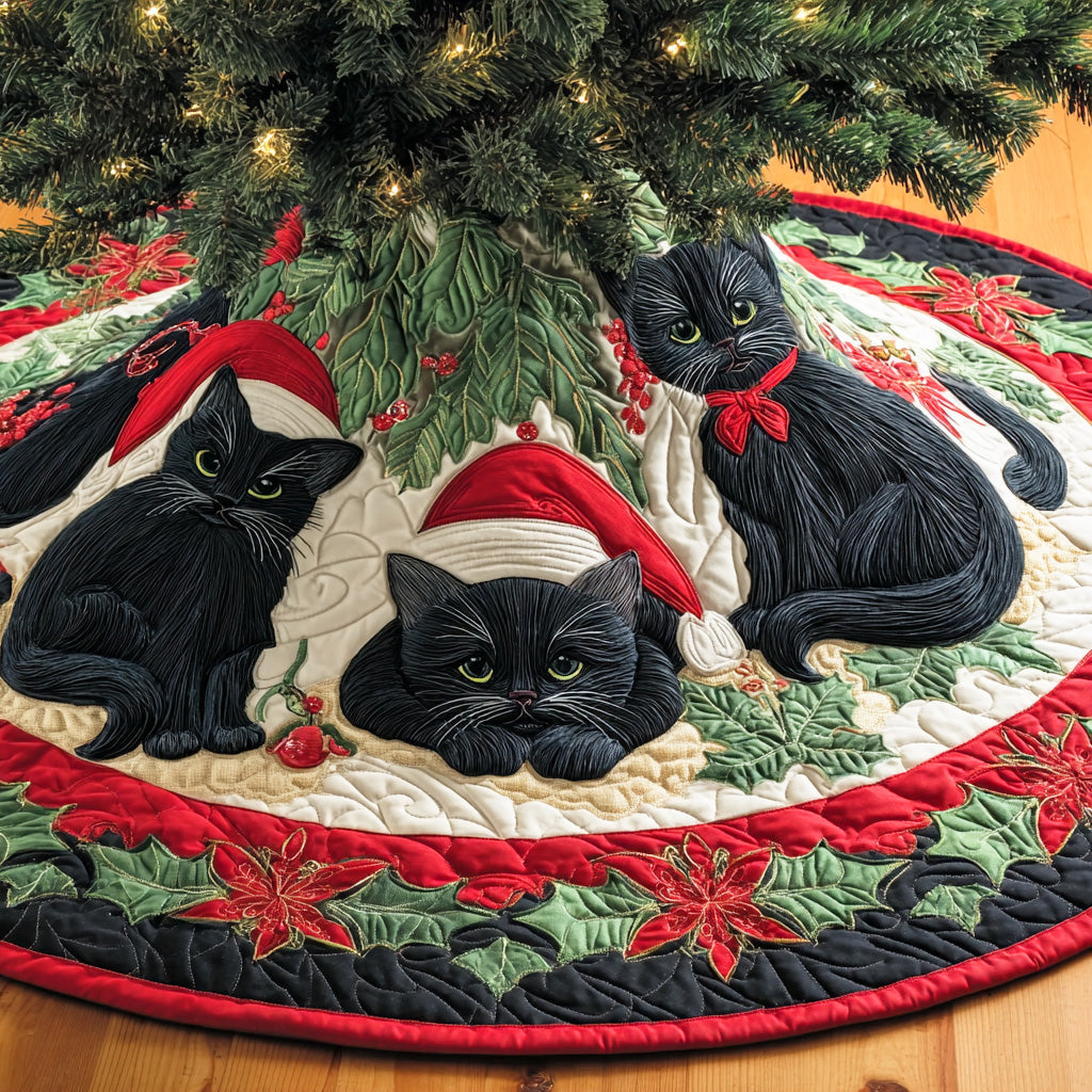 Dark Bloom Christmas Quilted Tree Skirt TD-Myprintsy