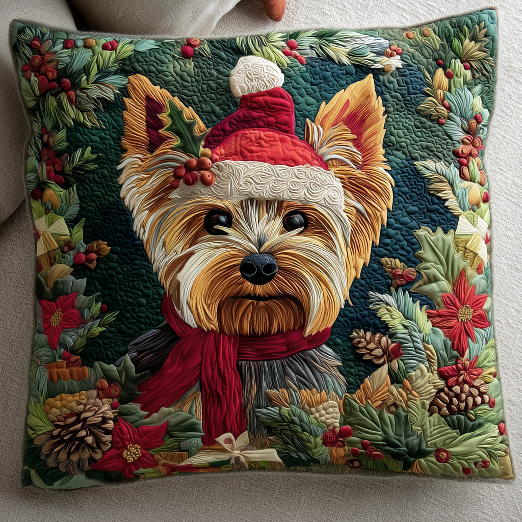 Dashing Yorkie Quilted Pillow Case VTQ-Myprintsy