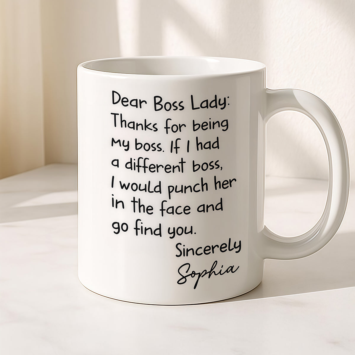 Dear Boss Lady Thank For Being My Boss - Personalized Coffee Mug-Myprintsy