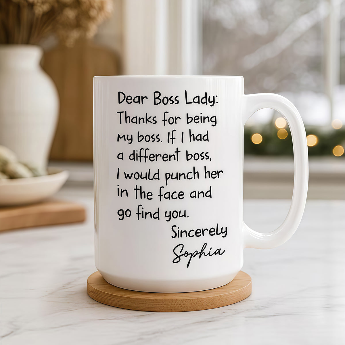 Dear Boss Lady Thank For Being My Boss - Personalized Coffee Mug-Myprintsy