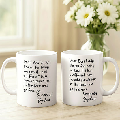 Dear Boss Lady Thank For Being My Boss - Personalized Coffee Mug-Myprintsy