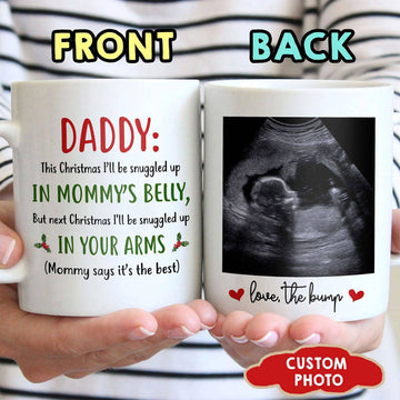 Dear Daddy Snuggled In Tummy Mug - Personalized Ceramic Mug - Gift For Dad-Myprintsy