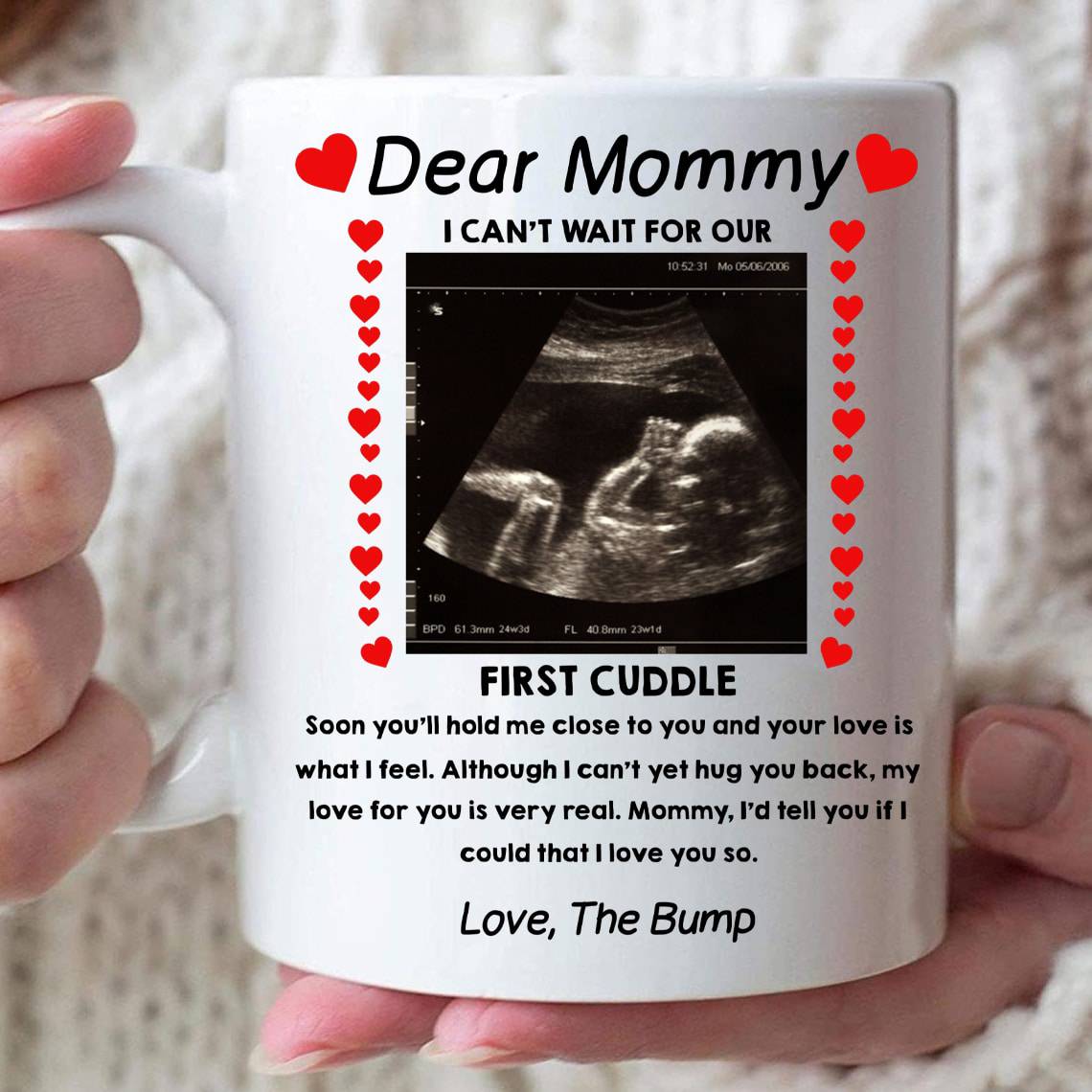 Dear Mommy I Can't Wait For Our First Cuddle - Personalized Ceramic Mug - Gift Mug For New Mom Mommy To Be-Myprintsy