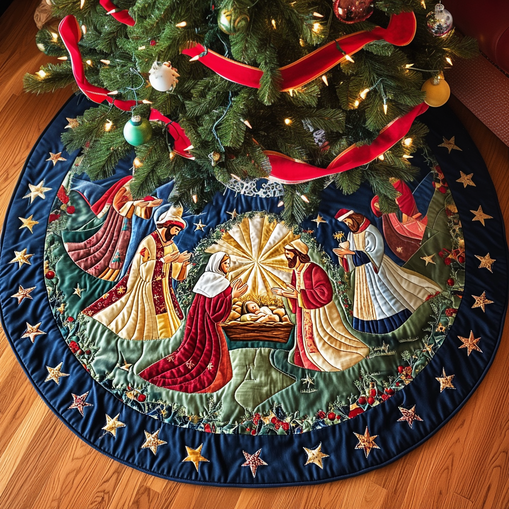 Divine Celebration Christmas Quilted Tree Skirt-Myprintsy