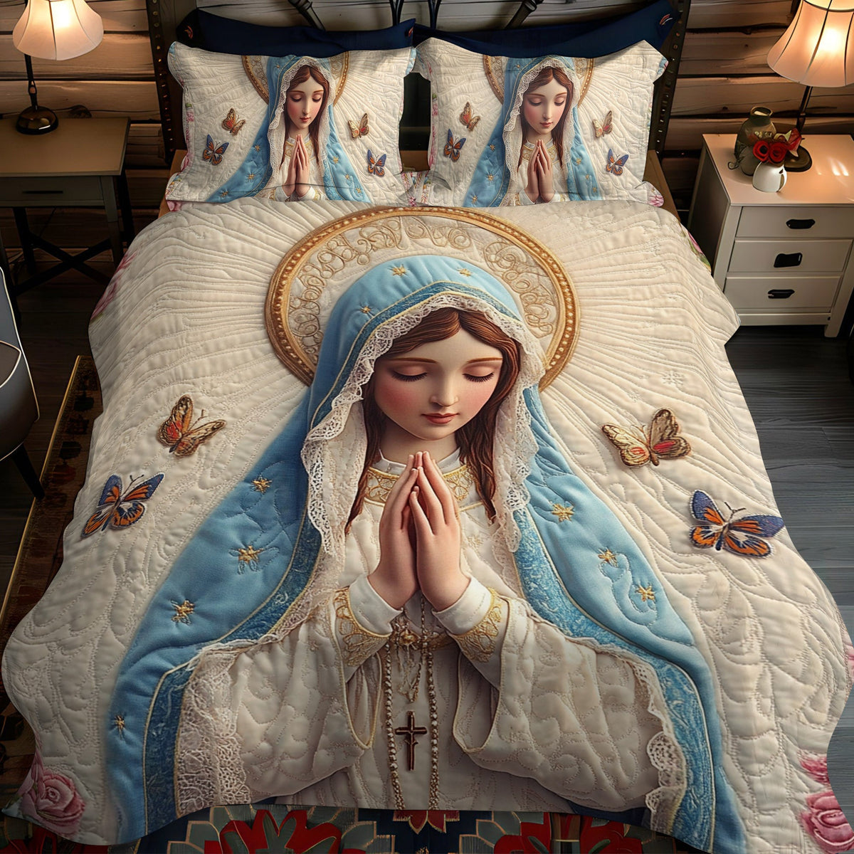 Divine Grace -Piece Quilted Bedding Set VTQ-Myprintsy