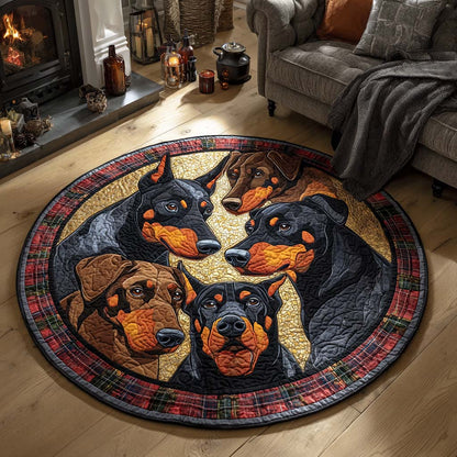 Doberman Christmas Guard Quilted Round Mat VTQ-Myprintsy