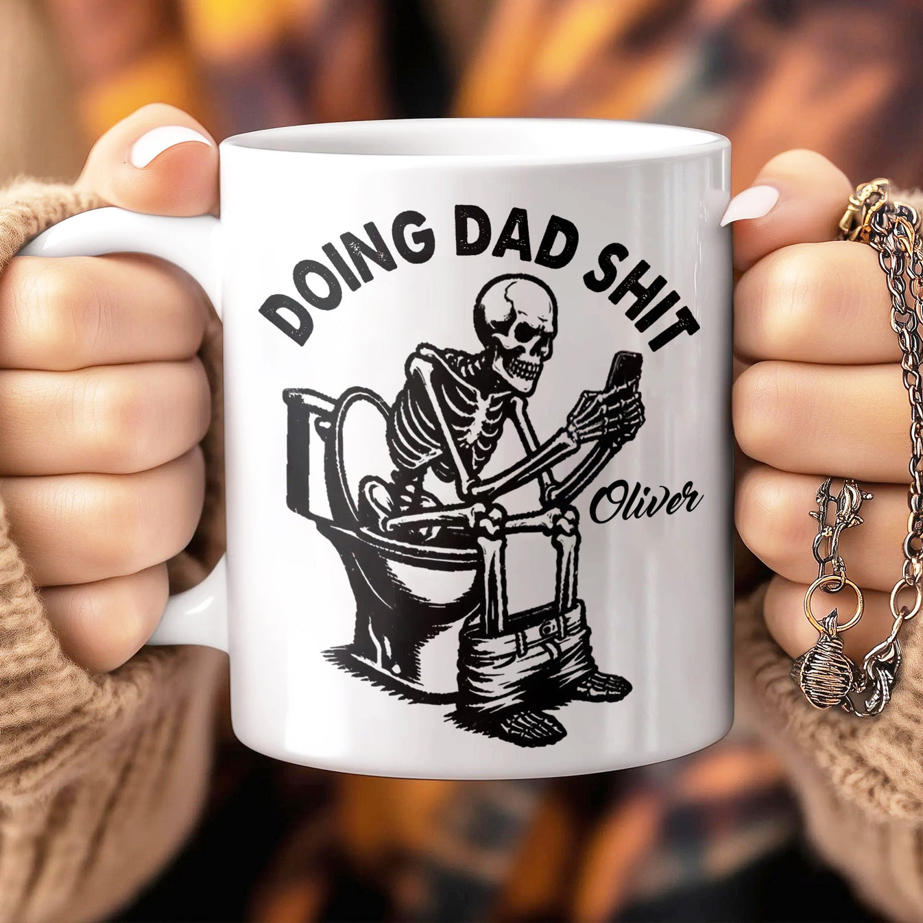 Doing Dad Shit - Personalized Halloween Ceramic Mug-Myprintsy