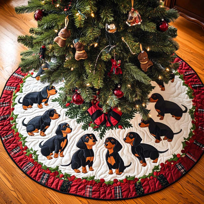 Doxie Delight Christmas Quilted Tree Skirt-Myprintsy