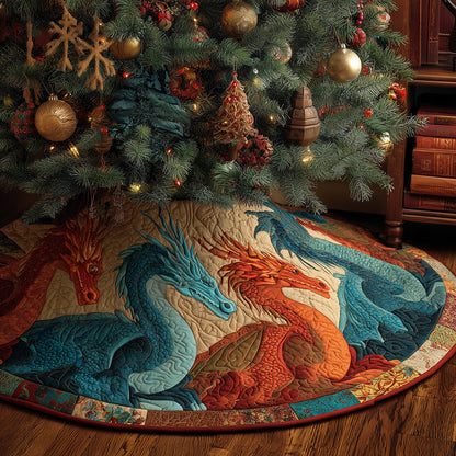 Dragonfire Eve Christmas Quilted Tree Skirt-Myprintsy