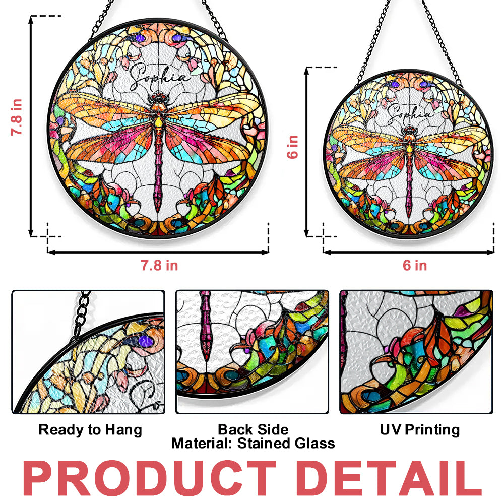 Dragonfly Suncatcher - Personalized Stained Glass Window Hanging Suncatcher-Myprintsy
