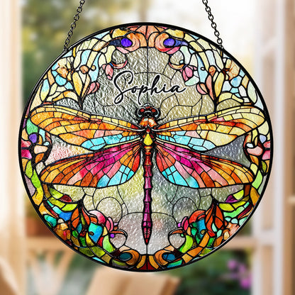Dragonfly Suncatcher - Personalized Stained Glass Window Hanging Suncatcher-Myprintsy