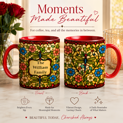 Dragonfly Tiffany Style - Personalized Accent Mug-Myprintsy