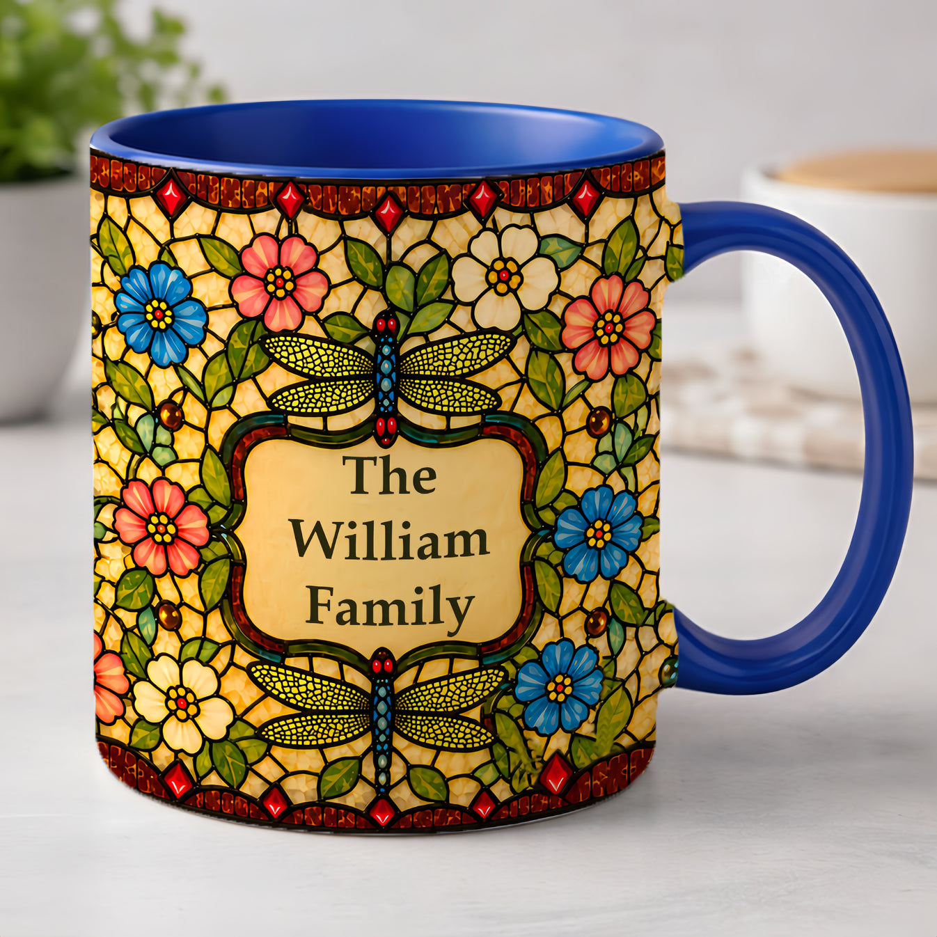 Dragonfly Tiffany Style - Personalized Accent Mug-Myprintsy