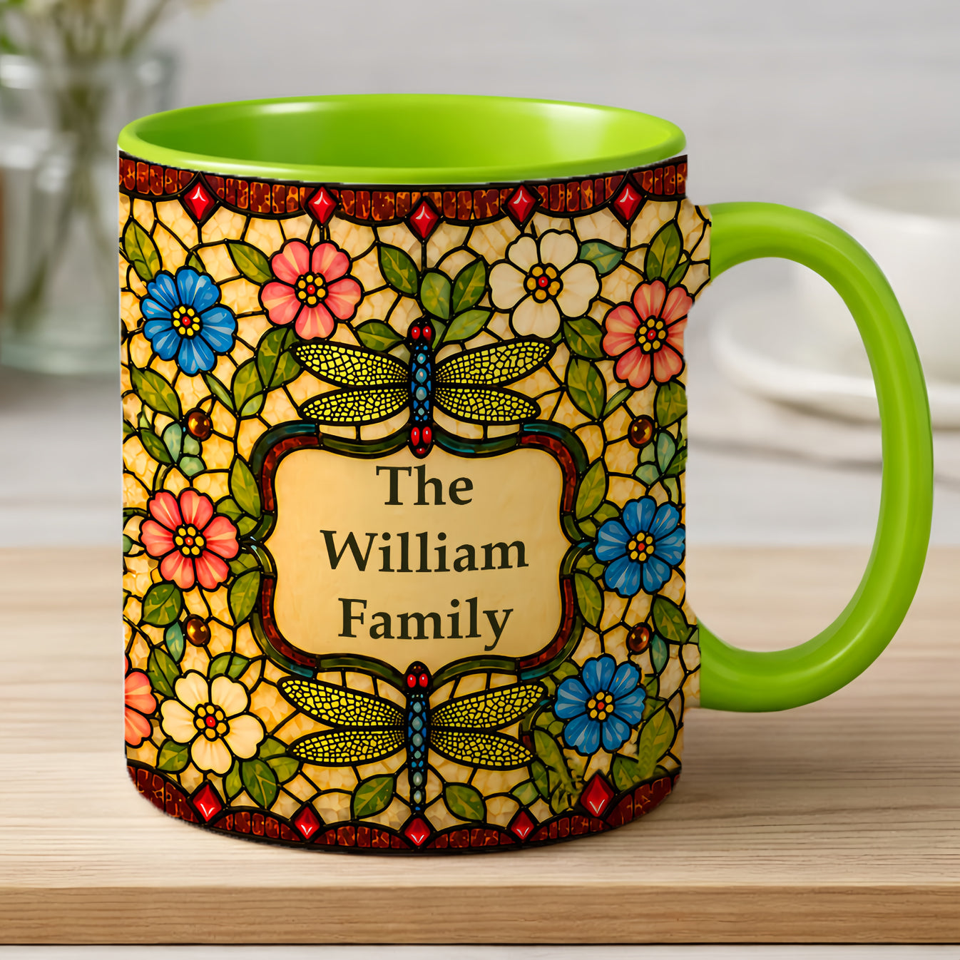 Dragonfly Tiffany Style - Personalized Accent Mug-Myprintsy