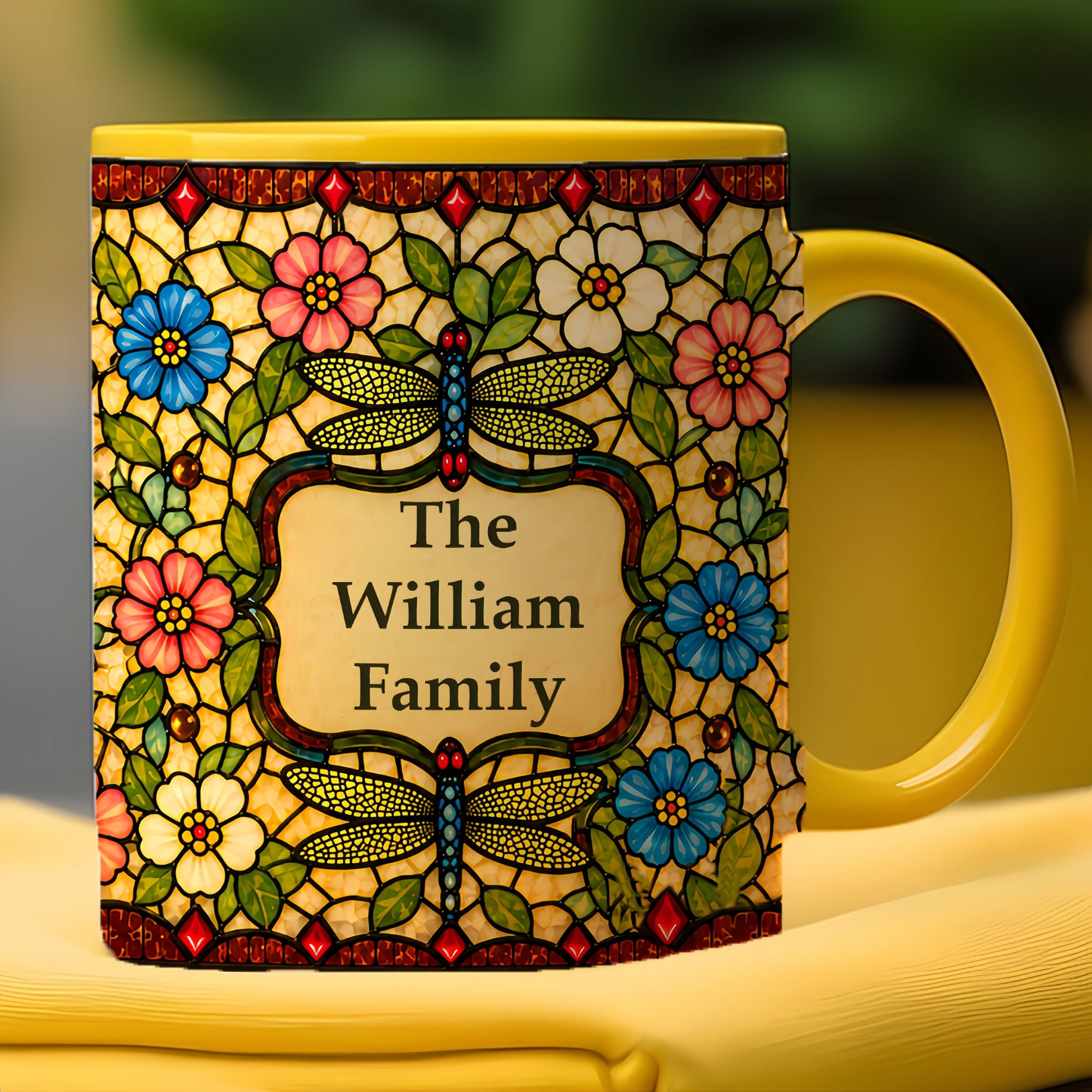 Dragonfly Tiffany Style - Personalized Accent Mug-Myprintsy